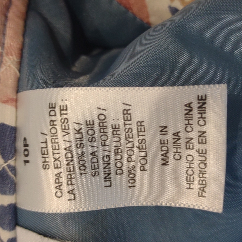 Alfred Dunner Petite Lightweight LS Quilted Silk Pink/Blue/Tan Floral BU Jacket - Picture 10 of 11